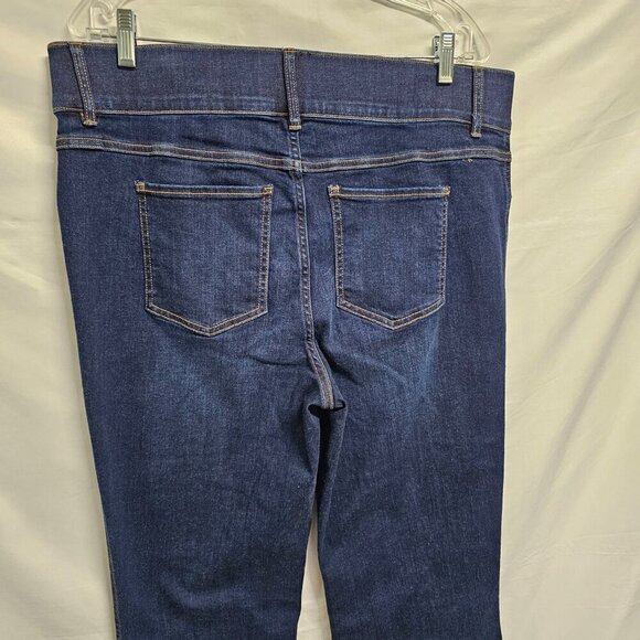 Spanx Wide Leg Pull On Women Jeans Size 1X Tall Blue Distressed Cotton - Picture 11 of 15